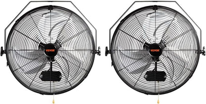 VEVOR 18 Inch Industrial Wall Mount Fan 2PCS, High Velocity 4000 CFM with 3-Speed Manual Control & 360° Tilt Adjustment, for Indoor Use, Warehouse, Workshop, Basement, and Commercial Spaces