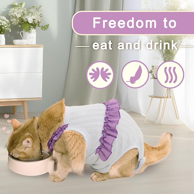 Cat Recovery Suit,Kitten Onesie After Surgery,E-Collar Alternative for Abdominal Wound and Skin Diseases,Soft Breathable Bodysuit After Spay（Blue-m）