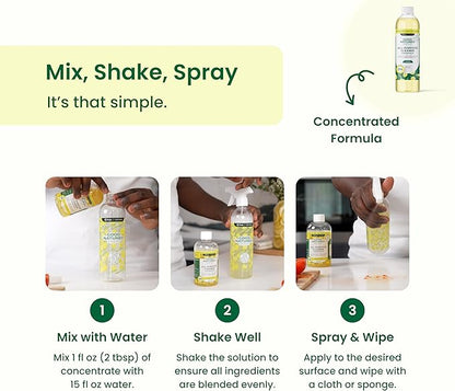 Good Natured Brand All-Purpose Cleaner Concentrate | Multi-Surface Cleaner | Natural Lemon Essential Oil | Multipurpose Cleaner Concentrate All Surfaces | Lemon Love | 16oz makes 256oz