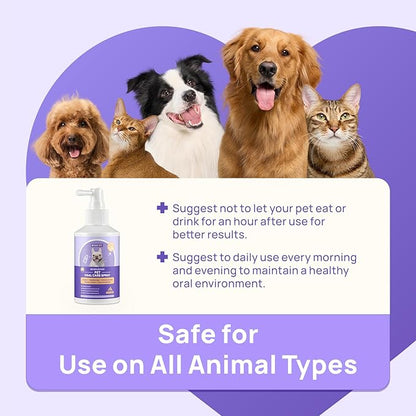 HICC PET Dog Dental Care Spray, Vet-Recommended Dog Breath Freshener, Soothing Bad Breath Caused by Plaque and Red Gums for Dogs & Cats, Dog Gingivitis Treatment and Prevent Oral Infections, 5.1 Fl Oz