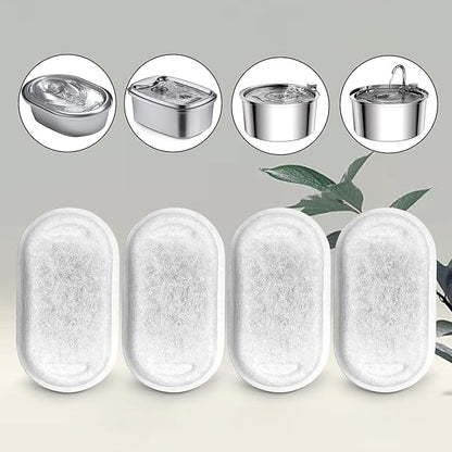 Cat Water Fountain Filters for 108/3.2L& 67oz/2L Stainless Steel Pet Water Dispenser Fountain Filter Replacement with 8 Sponges (8 Filters&8 Sponges)