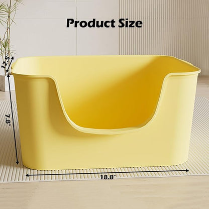 Small Cat Litter Box with High Sides,Cat Boxes for Indoor Cats,Cat Litter Pan for Kitty,Litter Box with Low Entry,Easy to Clean,Anti-Splashing (Grey)
