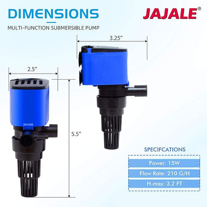 Water Pump 210 GPH Submersible Internal Aquarium Powerhead Water Pump Ultra Quiet for Aquarium,Fish Tank -3 Pack