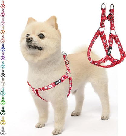 PUPTECK No Pull Dog Harness Soft Adjustable Basic Nylon Step in Puppy Vest Outdoor Walking with ID Tag, Christmas, M