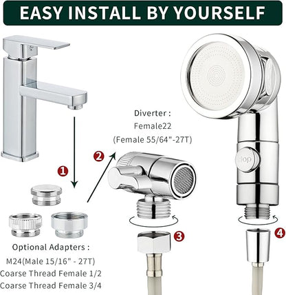 ZCONIEY Sink Faucet Sprayer Attachment Hair Pet Rinser Showerhead with Stop Water-saving Function