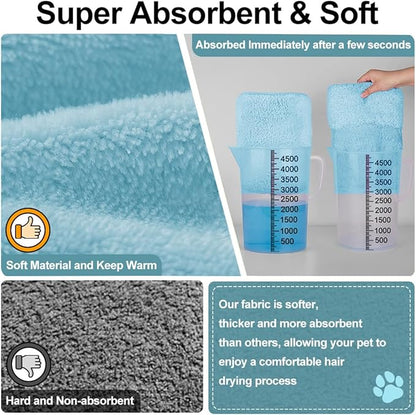Medium to Large Size Dog Bathrobe, Quick Drying Super Absorbent Used for After Bathing, Warm Dog Towels, Adjustable Hoodies and Belts for Pet Dogs Bath Clothes Products (Blue, 3XL)