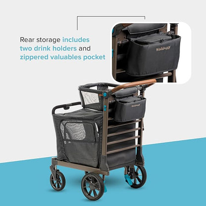 Pet XL Foldable Cart - Adjustable & Portable Pet Stroller with Caddy, Shopping Basket, Foam Filled Rubber Wheels & Storage - Carriage for Small & Medium Dogs, Cats Under 75 lbs
