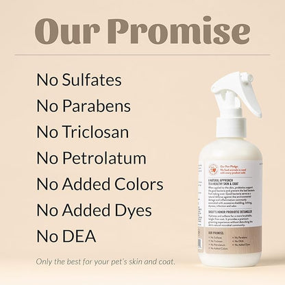 Skout's Honor Pet Detangler Spray - Hydrating & Conditioning with Avocado Oil & Probiotics, 97% Natural, Paraben & Sulfate-Free, softens for a More brushable Coat, Daily Use, 8oz, Dog of The Woods