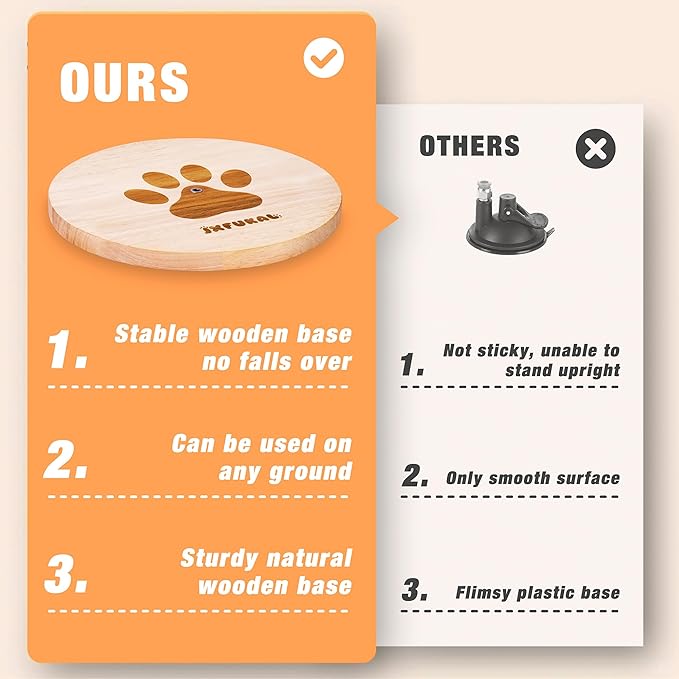 JXFUKAL Automatic Cat Wand Toy – Wooden Base, 2 Teasers & 5 Feather Spring Refills