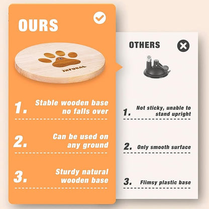 JXFUKAL Automatic Cat Wand Toy – Wooden Base, 2 Teasers & 5 Feather Spring Refills