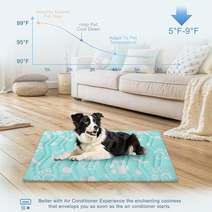BEAUTYZOO Upgrade Dog Cooling Mat Extra Large, Reversible Self-Cooling Mat for Dogs, Thicken Pet Ice Cool Pad Blanket for Summer Kennel Sofa Bed Floor Car Seat, Machine Washable&Foldable, 59"x40"