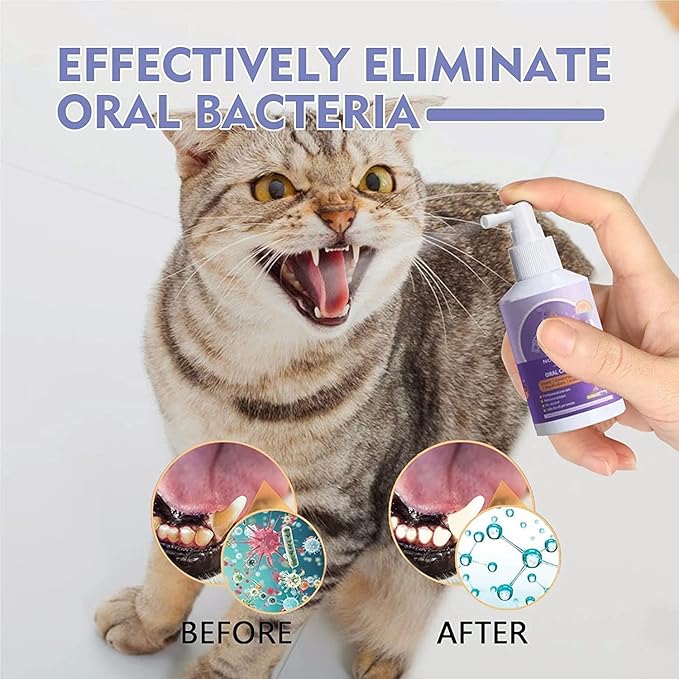 Pet Clean Teeth Spray, Teeth Cleaning Spray for Dogs & Cats, Targets Tartar & Plaque, Eliminate Bad Breath, Without Brushing