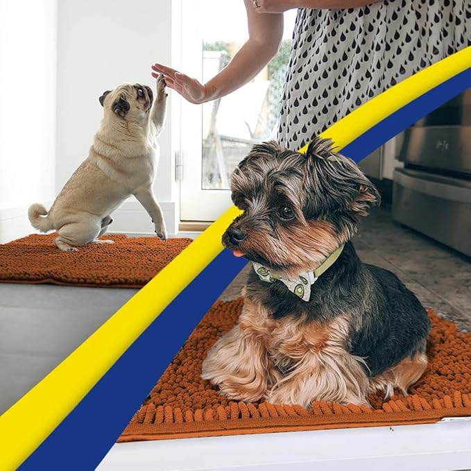 Muddy Mat® Shown on TV – Super Absorbent Door Mat Indoor, Microfiber Quick Dry Chenille Entryway Rug, Non-Slip Front Door Mat, Indoor Mats for Entryway, Machine Washable Pet Rug, Orange 36"x60"