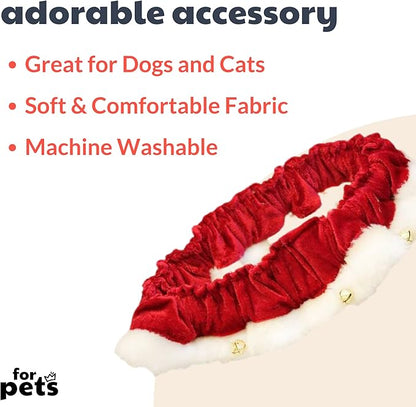 Huxley & Kent Ruff Pet Scrunchy | Santa (Medium) | Festive Christmas/Holiday Neckwear for Dogs/Cats | Fun Stretchable Costume Accessory | Soft Collar with Bells