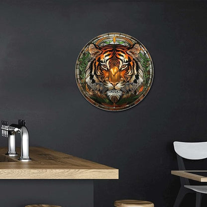 Lygond Metal Tin Sign - Circular Stained Glass Toilet Decor - Pub 12x12 Inches