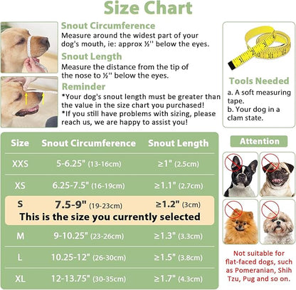 Mayerzon Dog Muzzle with Hook and Loop for Large Medium Small Dogs, Patented Soft Mesh Beagle Labrador Puppy Muzzles for Biting Chewing Grooming, Breathable, Adjustable, Allows Panting (Black, S)