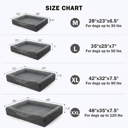 INVENHO Orthopedic Dog Bed Medium Size, Egg-Crate Memory Foam Dog Couch Bed with Washable Removable Cover, Waterproof Lining and Nonskid Bottom