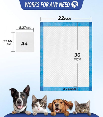 Large Puppy Pee Pads 22x36 Inch 100-Pack | Extra Absorbent Potty Training Pads for Dogs | Leakproof Quick-Dry & Odor Blocking Pet Housebreaking Supplies