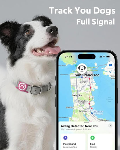 IP68 Waterpoof Dog Airtag Holder, Stretchy Silicone Full Body Covered Apple Air Tag Holder for Dog Cat Collar Fit All Width Collar (Rose, 1 Pack)