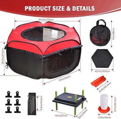 Chicken Brooder Box for Chick Starter Kit - 10 * 12inch Brooder Heating Plate Chick Brooder Pen/Baby Chicken Brooder Box 4-in-1 Bundles with Chicken Feeder, Waterer (Brooder Set)