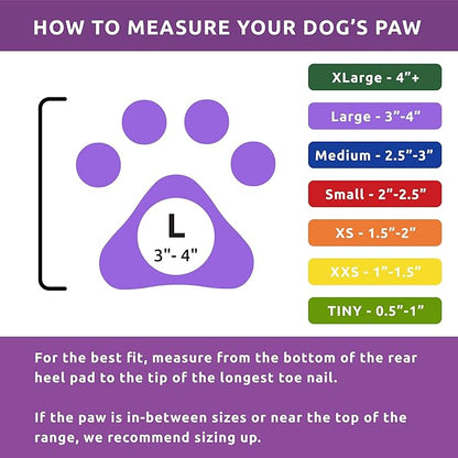 PawZ Rubber Dog Boots for Paws up to 4", 24 Total (2 Packs of 12) - All-Weather Dog Booties for Hot Pavement, Snow, Mud, and Rain - Waterproof, Anti Slip Dog Socks - Large, Purple