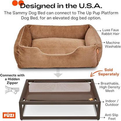 FUZI Luxury Aesthetic Dog Bed for Medium Dogs with Washable Cover, Pet Couch, Pet Bed with Sides, Non-Slip Bottom, Soft and Durable Calming Dog Bed, Faux Rabbit Fur, Medium 31.75x23.6x9.5 Light Grey