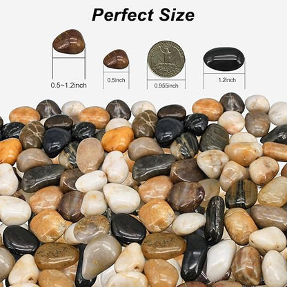 River Rocks, Decorative Ornamental Pebbles,Garden Landscaping Stones,Gravel Filler for Home Decoration Flower Bed Fish Tank Plants Vases Succulents