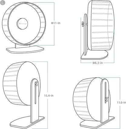 Niteangel Super-Silent Hamster Exercise Wheels: - Quiet Spinner Hamster Running Wheels with Adjustable Stand for Hamsters Gerbils Mice Or Other Small Animals (L, Transparent)