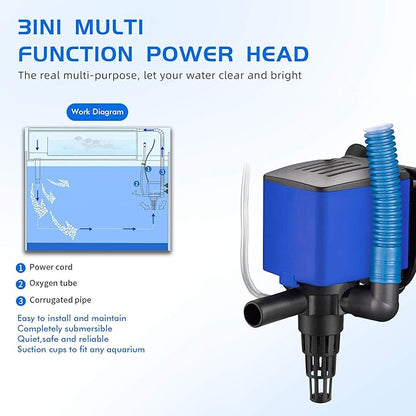 Water Pump 475 GPH Submersible Internal Aquarium Powerhead Water Pump Ultra Quiet for Aquarium,Fish Tank -4 Pack