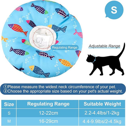 Cat Cone Collar Soft Cute Adjustable Cat Donut Recovery Collar Elizabethan Cats Cones to Stop Licking Comfortable Anti-Bite Neck Cone for Pet Kittens After Surgery