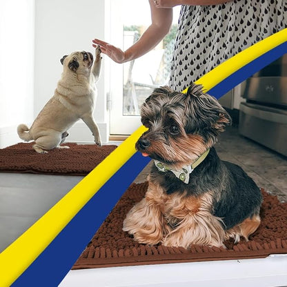 Muddy Mat® AS-SEEN-ON-TV Highly Absorbent Microfiber Door Mat and Pet Rug, Non Slip Thick Washable Area and Bath Mat Soft Chenille for Kitchen Bedroom Indoor and Outdoor - Chocolate Brown 5ft x 7ft