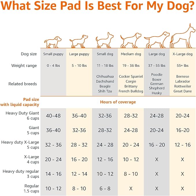 Amazon Basics X-Large Absorbent Puppy Pads, Leak-Proof, Quick-Dry, 28 x 34 Inches, Pack of 50, Blue & White