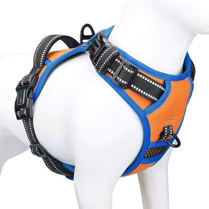 PHOEPET 2019 No Pull Dog Harnesses for Small Dogs Reflective Adjustable Front Clip Vest with Handle 2 Metal Rings 3 Buckles [Easy to Put on & Take Off] (XS, Orange)
