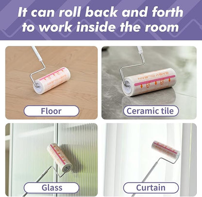 Large Lint Rollers for Pet Hair Extra Sticky for Floor, Carpet and Couch, with 3.5-Foot Adjust Handle and 100 Sheets 8X Adhesion