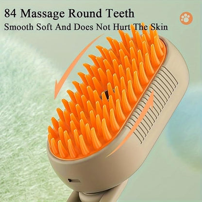 Cat Steam Brush for Shedding, 4 in 1 Cat Steam Brush for Massaging and Cleaning Shedding Pets, Anti Static Pet Hair Cleaning Comb, for Long and Short Hair Cats and Dogs Grooming Tool (Brown)
