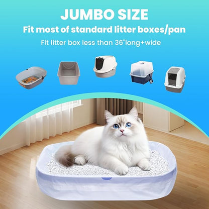 60 Pack Jumbo Cat Litter Bags - 3MIL Extra Thick Leakproof Litter Box Liners, 37"x18" Heavy Duty Drawstring Cat Litter Liners for Automatic Litter Box, Odor Control Disposable Kitty Litter Bags 6 Roll