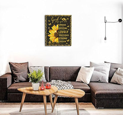 Christian Sunflower Bathroom Pictures Wall Art, Bible Verse Bathroom Wall Decor for Bedroom Office Wall Decorations for Bathroom Living Room Painting Artwork Modern Poster Prints 24"L x 20"W