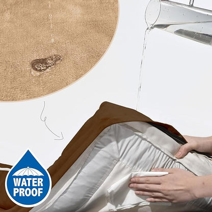 Comfort Expression Large Dog Beds Waterproof Orthopedic Foam Dog Sofa Beds Comfy Pet Bed with Washable Removable Cover & Non-Slip Bottom(Large,Brown)