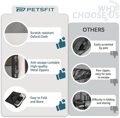 PETSFIT 45.5" Dog Playpen Indoor/Outdoor-Jump-Proof 28.5" Height with Removable Waterproof Mat & Zippered Roof | RV, Camping, Travel Dog Pen | Whelping & Cat Observation Space(45.5"L x 45.5"W x 28.5H)