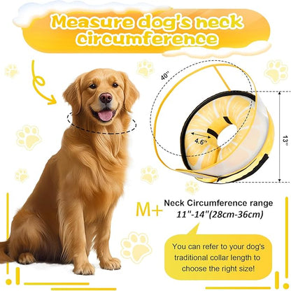 Inflatable Dog Cone Collar with Detachable Enhanced Anti-Licking Shield, Soft Neck Donut Collar for Dogs After Surgery, Adjustable Dog Cone Alternative for Large Medium Small Dogs & Cats