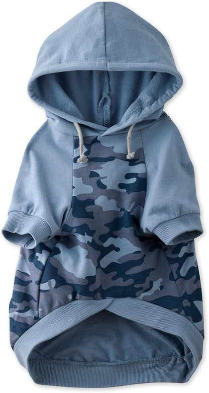 Rocky – The Orginal Lightweight Hooded TEE 100% Organic Cotton Dog Hoodie Pet Coat Sweater for Small, Medium, Large Dogs, Navy Half Camo, Small