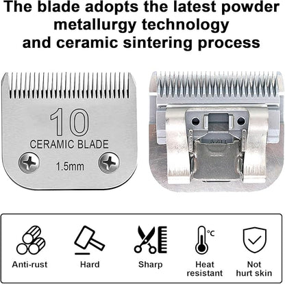 Size 7FC/5FC/4FC Detachable Pet Dog Clipper Blades, Compatible with Most Oster A5, KM Series Clippers,Made of Ceramic Blade & Stainless Steel Blade4PACK 3Pack