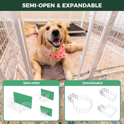 FXW Homeplus Unleashed Indoor Dog Playpen - Stress-Free and Safe Play, Heavy Duty 40 Inch 12 Wire Panels Dog Pen for Medium and Large Dogs, White│Patented