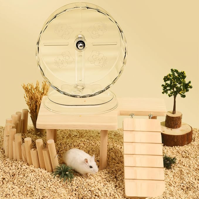 Silent Hamster Wheel – 8.3 Inch Syrian Hamster Running Wheel, Anti-Skid & Height Adjustable, Easy to Clean (8.3inch)