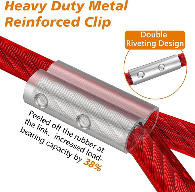 XiaZ Dog Tie Out Cable, Heavy Duty Dog Chains for Outside with Lockable Hook, Pet Runner Cable Leads for Yard, Dog Line Tether for Small Medium Large Dogs Up to 125 LBS