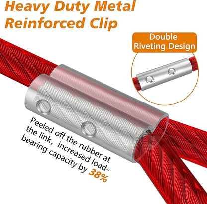 XiaZ 30ft Dog Tie Out Cable, Heavy Duty Dog Chains for Outside with Lockable Hook, Pet Runner Cable Leads for Yard, Dogs Line Tether for Small Medium Large Dogs Up to 125 LBS