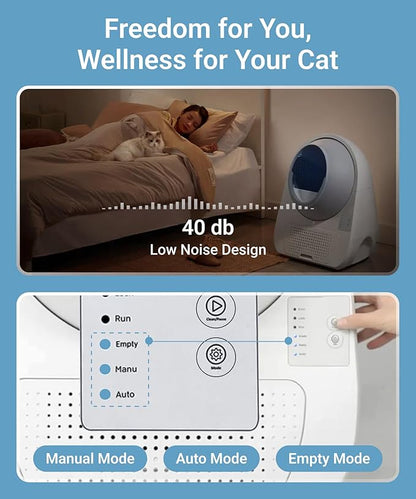 CATLINK 2025 Upgrade Automatic Cat Litter Box Self Cleaning for Multiple Cats with Mat, Double Odor Removal, Cat Litter Box for Cats from 3.5～22 lbs