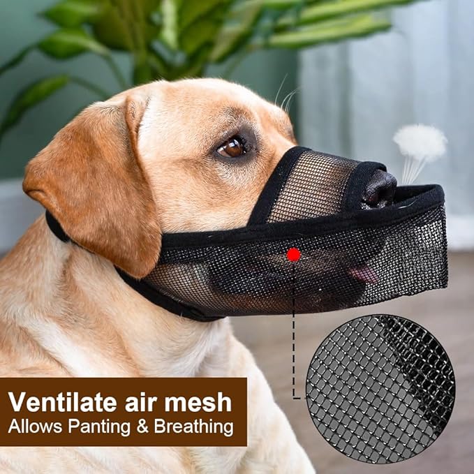 Crazy Felix Nylon Dog Muzzle for Small Medium Large Dogs Poodle Labrador Golden Retriever Doberman, Air Mesh Breathable and Drinkable Pet Mouth Guard for Anti-Biting Chewing Scavenging(Black,M)