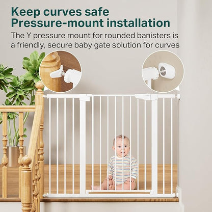 Cumbor 36" Extra Tall Baby Gate for Stairs, 29.7-48" Wide Dog Gates for Doorways, Auto Close Safety Gate for Babies and Pets, Easy Install, Pressure Mounted, Fits Doorways, Stairs, Entryways, White