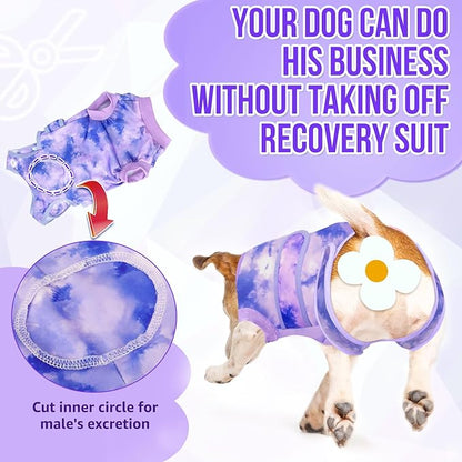 Lukovee Recovery Suit for Dogs, Zipper On Recovery Suit for Female Male Dog, Onesie Abdominal Wounds Cone E-Collar Alternative Prevent Licking Spay Recovery Suit (TPU,XS)